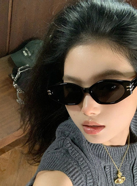 女方圆脸显瘦高级感多边形墨镜潮