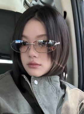 欧美时尚金属框水银色墨镜女个性街拍凹造型辣妹显脸小复古太阳镜