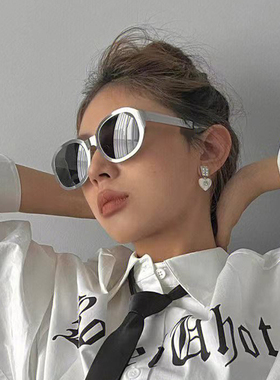 韩版金属镜面椭圆墨镜街拍太阳镜