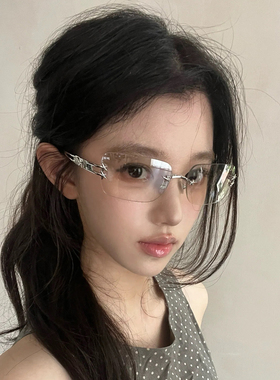 Y2K欧美水银色无框墨镜女辣妹凹造型个性高级感显脸小网红太阳镜