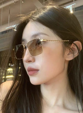 欧美茶色方形编制腿太阳镜2026新款个性女方圆脸显瘦轻奢风墨镜潮