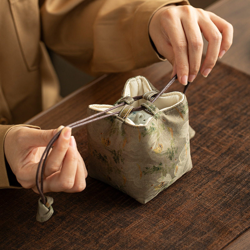 便携式织锦建盏主人杯茶杯袋小茶壶盖碗收纳布袋保护包防磕碰束口,淘宝优惠券,粉丝福利购,淘宝优惠卷