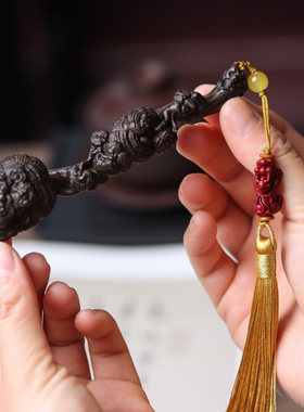 沉香木雕灵芝如意手把件家居玄关开业乔迁客厅摆件装饰送礼工艺品