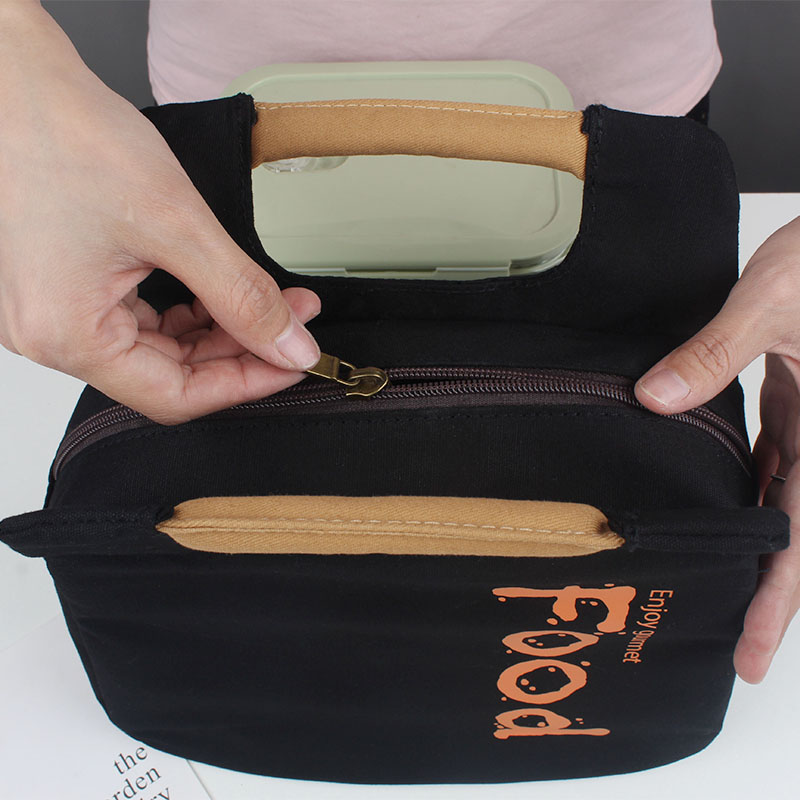 上班族简约时尚饭盒袋帆布手提包学生便当包上班带饭外出手拎袋子 - 图2