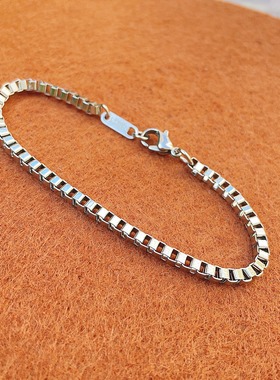 RIIZE将太郎同款手链手饰 潮男女小众钛钢细方链盒子链手镯不掉色