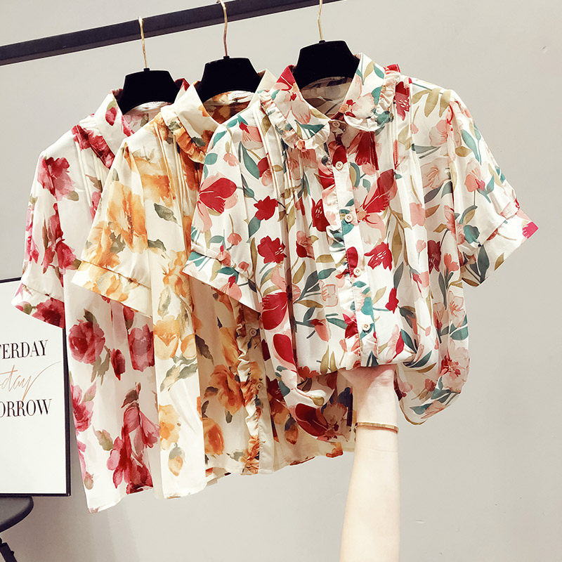 设计感小众轻熟女士雪纺短袖衬衫 saronala莎欧娜拉衬衫