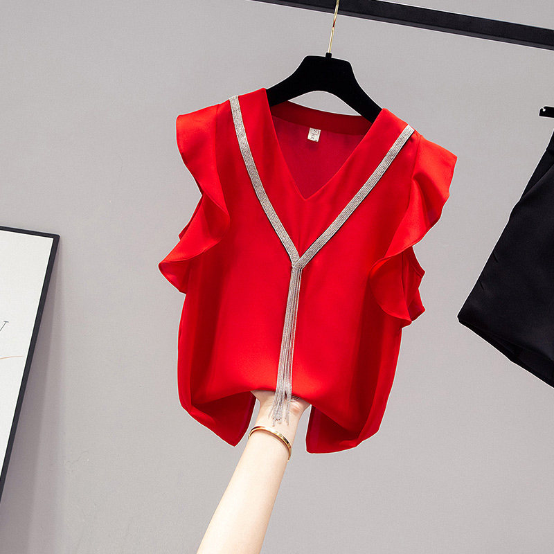 气质雪纺短袖女装夏装2020年衬衫 saronala莎欧娜拉蕾丝衫/雪纺衫