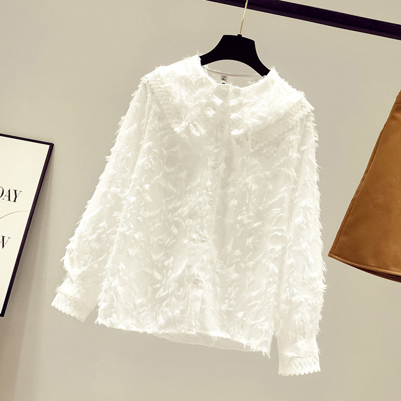 秋冬装2020年新款雪纺白衬衫打底衫 saronala莎欧娜拉蕾丝衫/雪纺衫