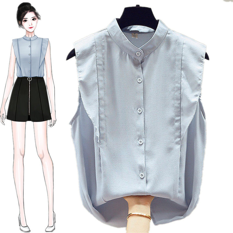 雪纺白短袖女装夏季2020年新款衬衫 saronala莎欧娜拉蕾丝衫/雪纺衫