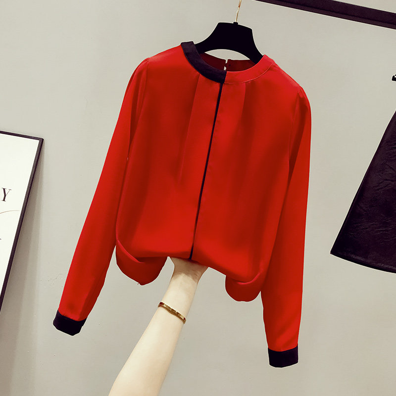 秋装2020年新款雪纺女装白衬衣小衫 saronala莎欧娜拉蕾丝衫/雪纺衫