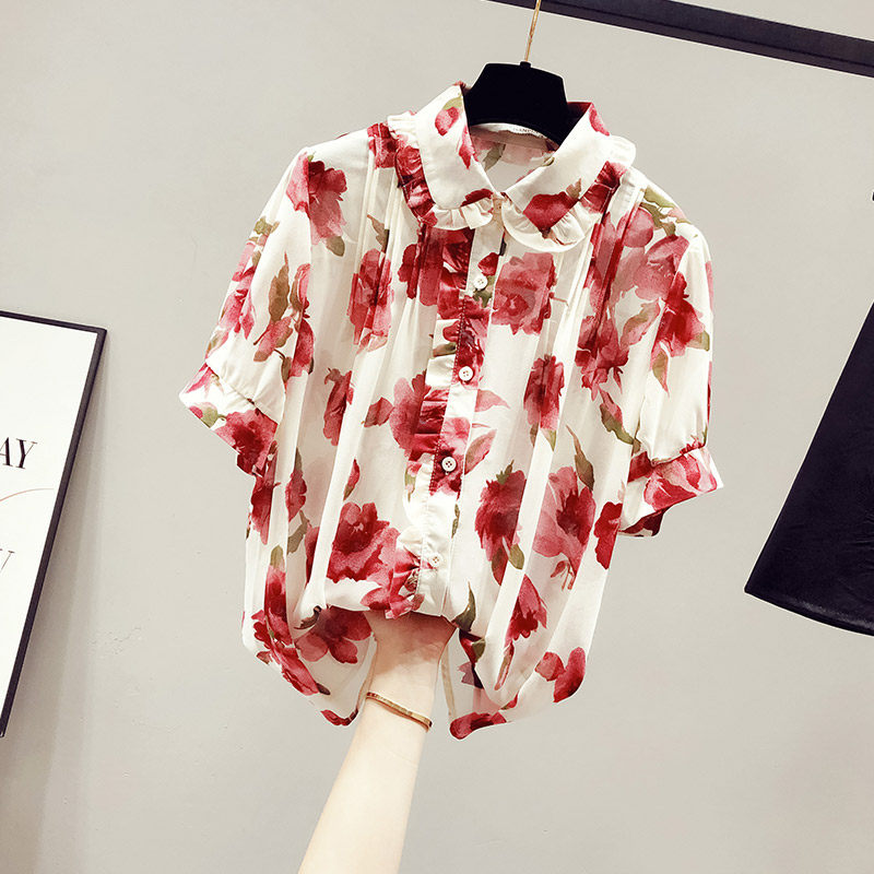 设计感小众轻熟女士雪纺短袖衬衫 saronala莎欧娜拉衬衫