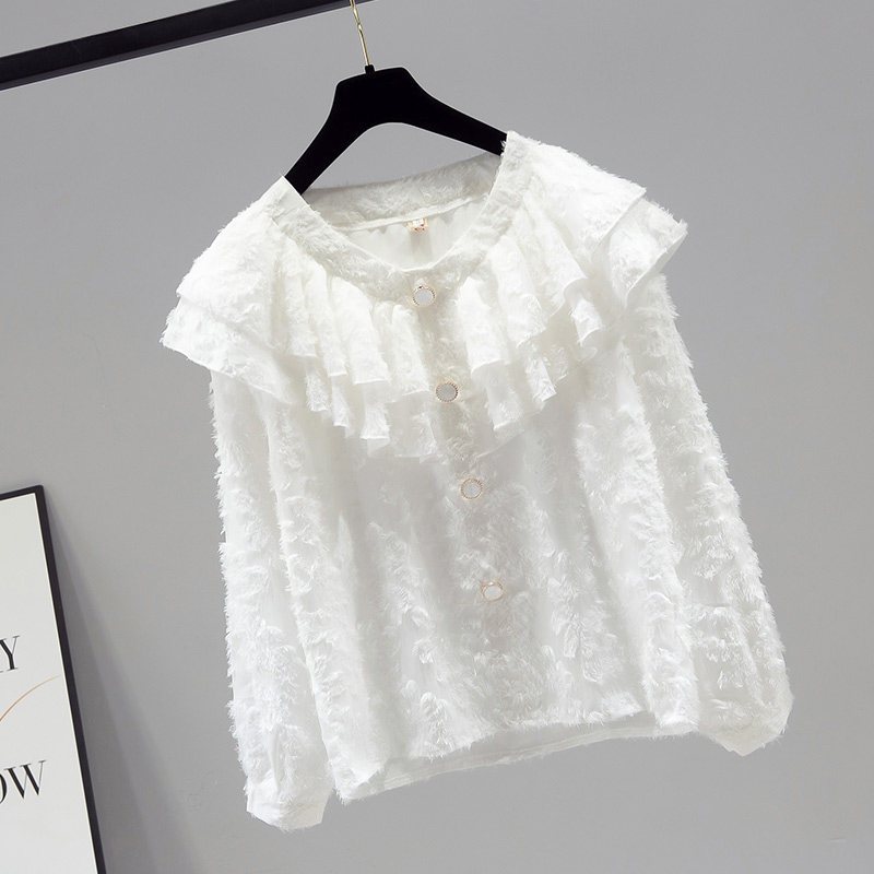 雪纺上衣服白衬衫秋装2020年打底衫 saronala莎欧娜拉蕾丝衫/雪纺衫