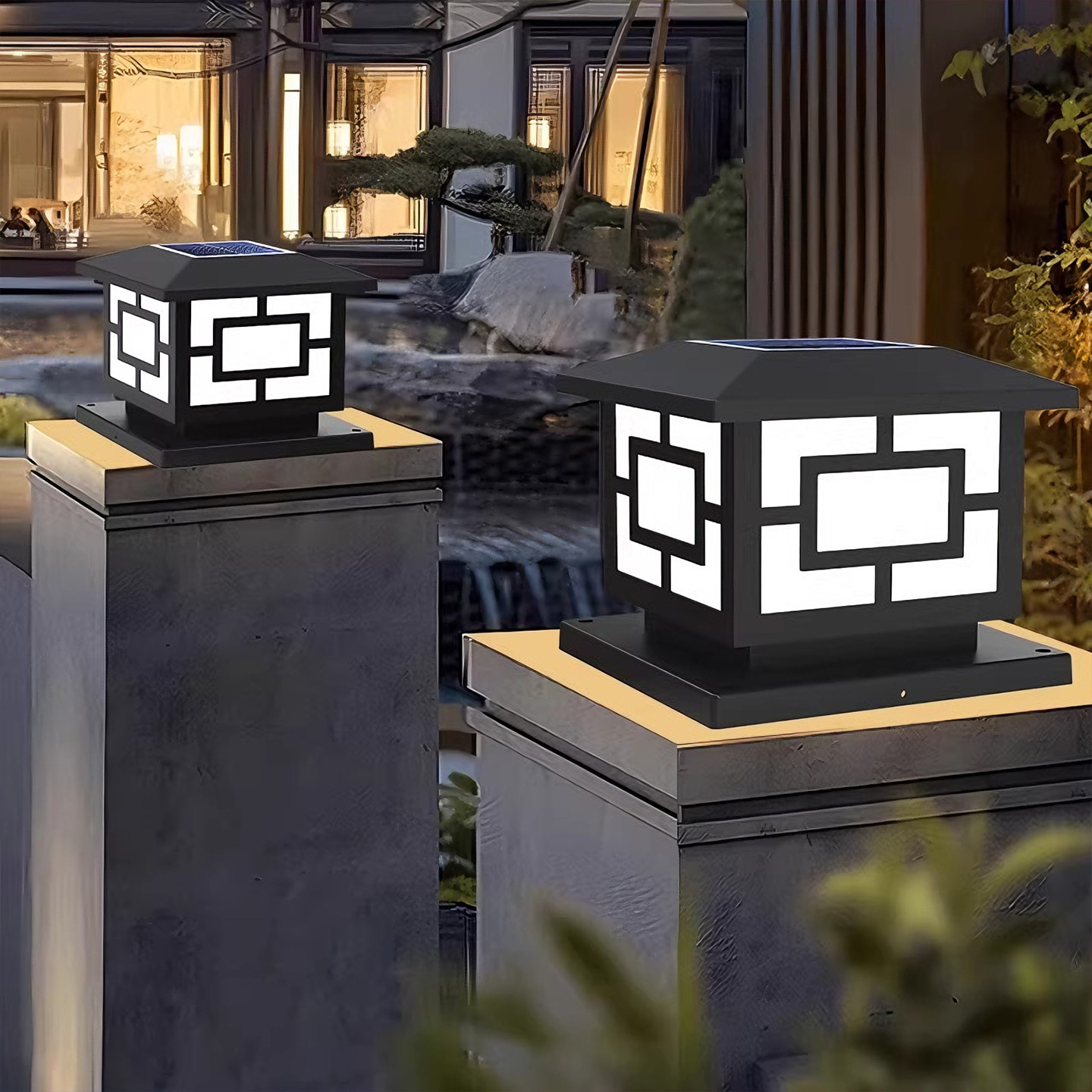 太阳能灯柱头灯户外防水家用大门柱子灯室外别墅围墙庭院灯led灯