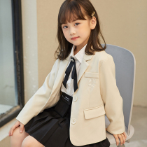 Girls small suit 2023 spring autumn new foreign air Han version Western-style clothing online red jk suit Inren wind childrens jacket