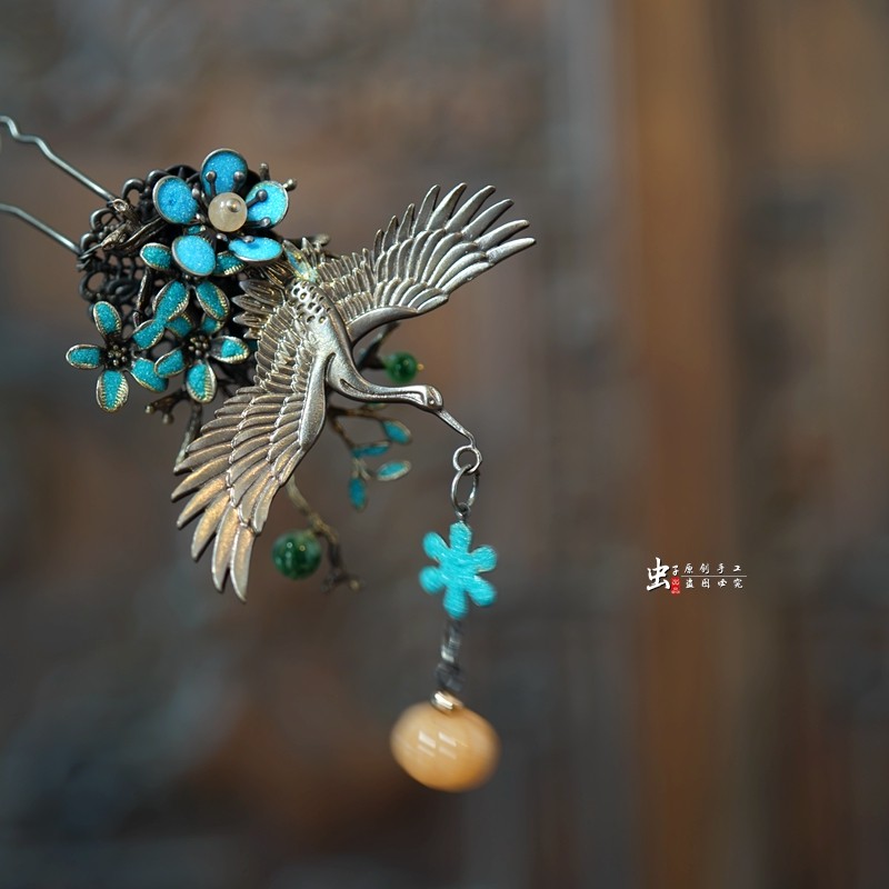 虫子家 清代古董发簪仿老银点翠色 国风配饰清汉女新娘马面裙2787,淘宝优惠券,粉丝福利购,淘宝优惠卷