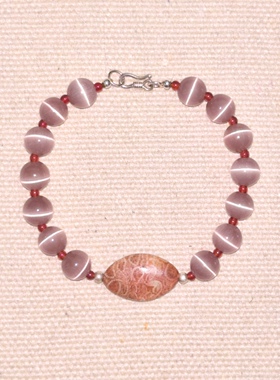 新中式猫眼石红玛瑙S925银手链