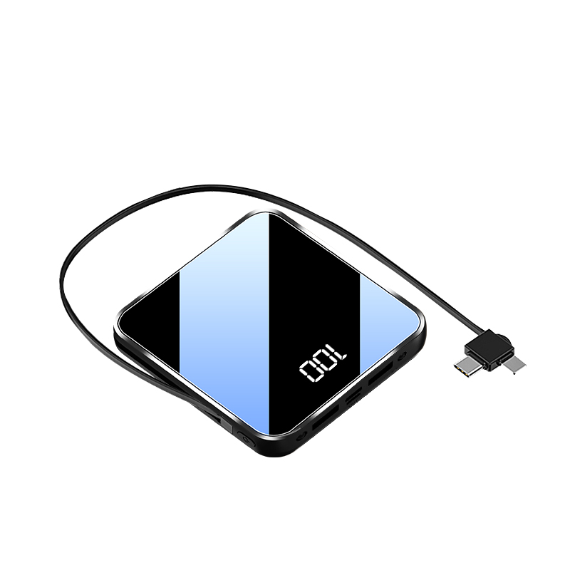 迷你充电宝20000毫安自带线超薄大容量小巧便携快充移动电源适用小米华为苹果手机专用石墨1000000超大量烯冲 - 图0