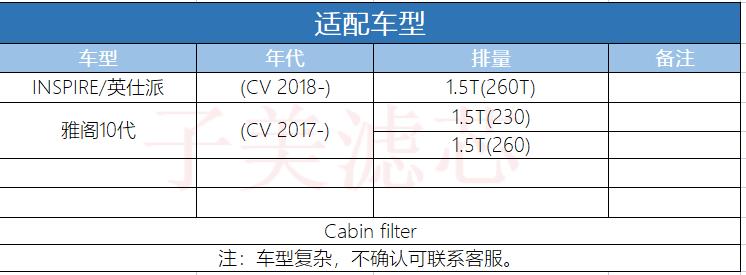 适配十代雅阁 INSPIRE 英仕派 1.5T空气滤芯清器进气格保养件滤网 - 图0