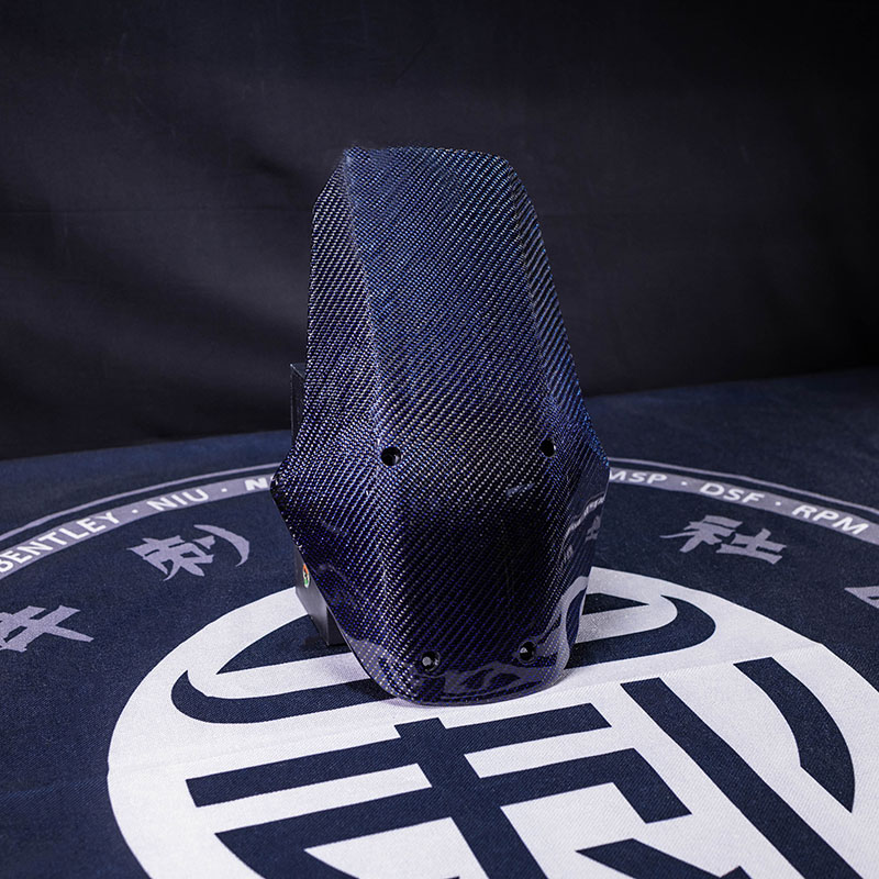 九号电动车猎户座DZ110P原车改装斜纹蓝丝纯碳外壳车头挡风板 - 图2