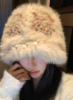 兔毛帽子女冬季韩系可爱百搭显脸