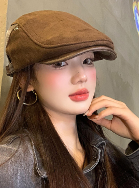 复古麂皮绒前进帽女2026新款秋冬