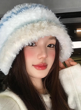 大头围加厚毛绒帽子女秋冬显脸小