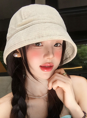 日系简约棉麻渔夫帽女款春夏季