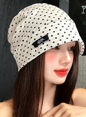 韩系波点包头帽女款春秋季时尚