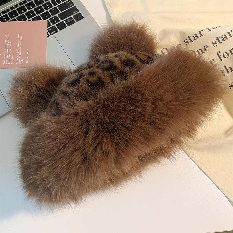 复古豹纹小熊耳朵毛绒蒙古帽女秋冬仿皮草渔夫帽子保暖护耳盆帽潮,淘宝优惠券,粉丝福利购,淘宝优惠卷