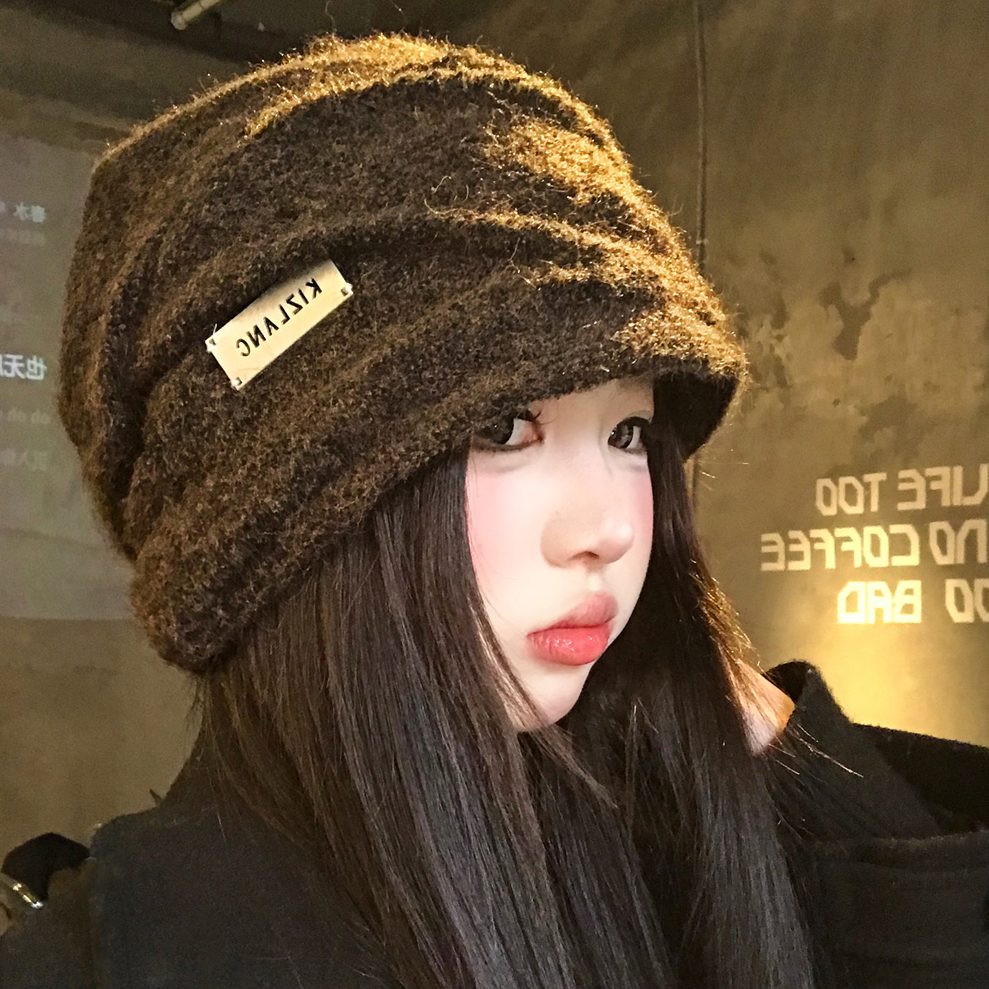 美拉德咖色褶皱复古堆堆帽女冬大头围保暖冷帽显脸小针织包头帽子,淘宝优惠券,粉丝福利购,淘宝优惠卷