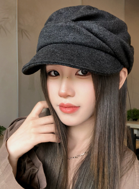 日系山本风褶皱马术帽女秋冬季