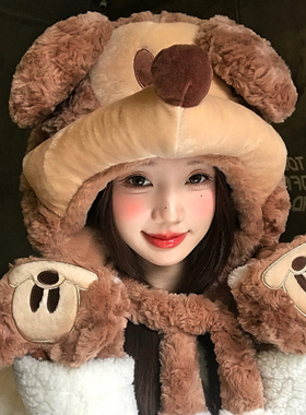 迪士尼可爱米奇耳朵会动毛绒帽子