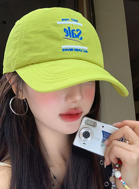 韩系绿色字母刺绣速干棒球帽女夏