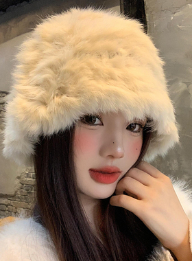 兔毛帽子女冬保暖加厚护耳毛绒帽