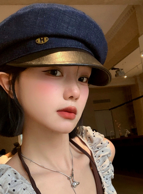 英伦风复古皮檐贝雷帽女春秋季