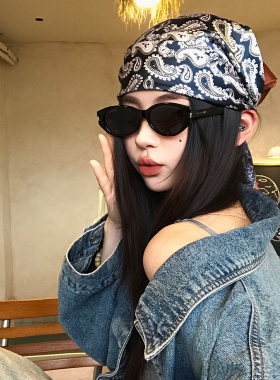 美式复古腰果花头巾多功能街头