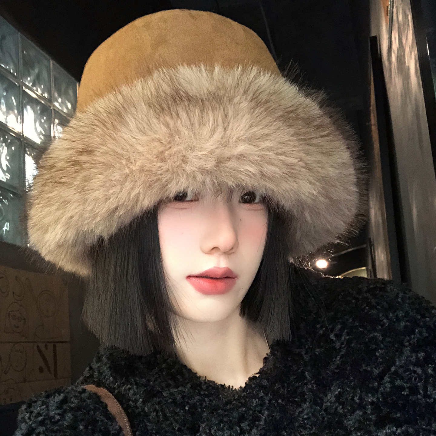 复古咖色麂皮绒渔夫帽女冬季大头围加厚防寒保暖盆帽护耳毛绒帽子,淘宝优惠券,粉丝福利购,淘宝优惠卷