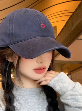 张婧仪同款藏青色棒球帽女宽帽檐