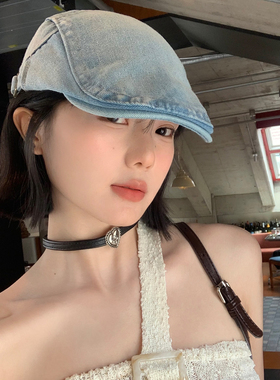 复古水洗牛仔前进帽女夏季薄款
