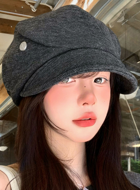 复古软顶褶皱八角贝雷帽女士秋季
