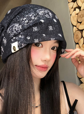 复古扎染薄款透气堆堆帽女士夏季