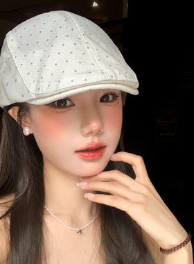韩系波点前进帽女夏季薄款复古