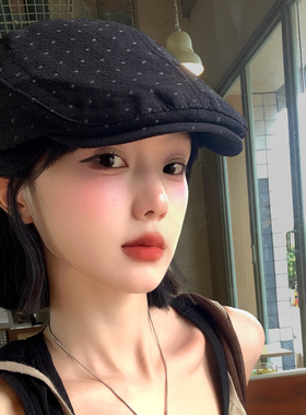 韩系复古波点鸭舌前进帽女春夏