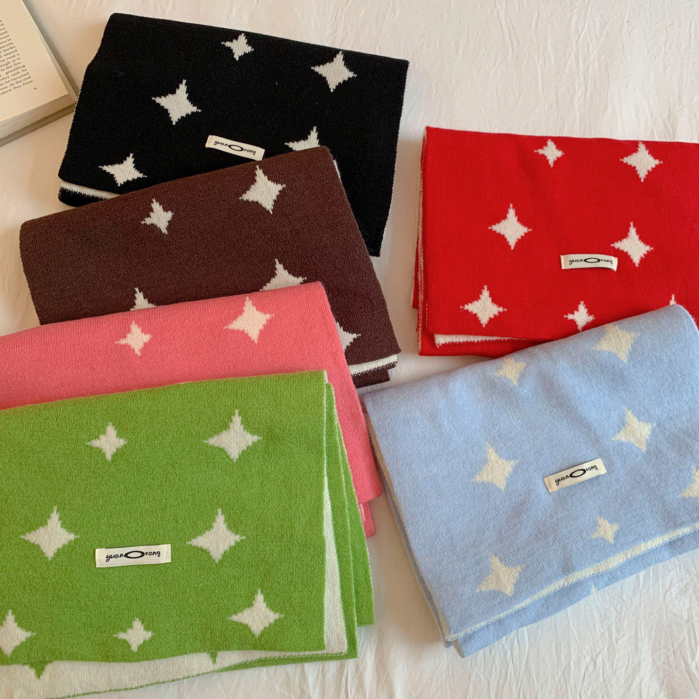 双面星星仿羊绒加厚针织围巾女秋冬季保暖韩系氛围感防寒披肩围脖,淘宝优惠券,粉丝福利购,淘宝优惠卷