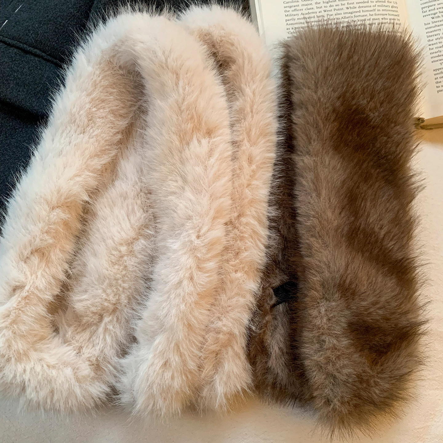 仿貂毛时髦交叉小围巾女冬季新款高级感加厚保暖防寒护颈毛领围脖,淘宝优惠券,粉丝福利购,淘宝优惠卷