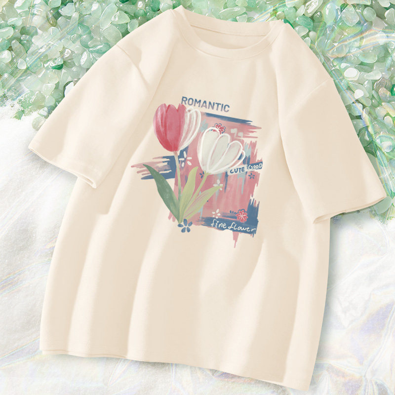 墨绿色短袖纯棉夏装2022年新款t恤 歌喜T恤