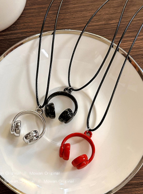 韩系长款耳机吊坠项链