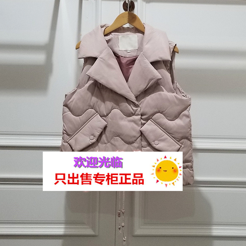 拉夏贝尔国内正品代购2019冬装新款60008627韩版外套马甲羽绒服女