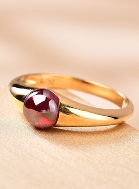 天然晶体朱砂红宝石黄金18k镶嵌