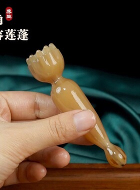 牛角莲蓬头实心面部美容拔筋棒刮痧按摩梳一体天然正品全身通用厚